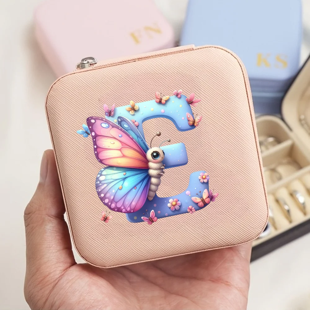 Pink Travel Jewelry Organizer with A-Z Letter Print, Zippered Closure, and Fabric Lining—Perfect for the Holidays