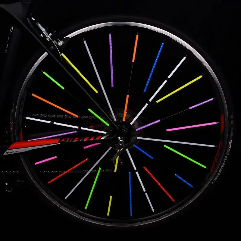 Bicycle Wheel Spokes Reflective Sticker Tube Strip Warning Light DIY 7.5cm MTB Cycling Reflector Reflective Safety Kit