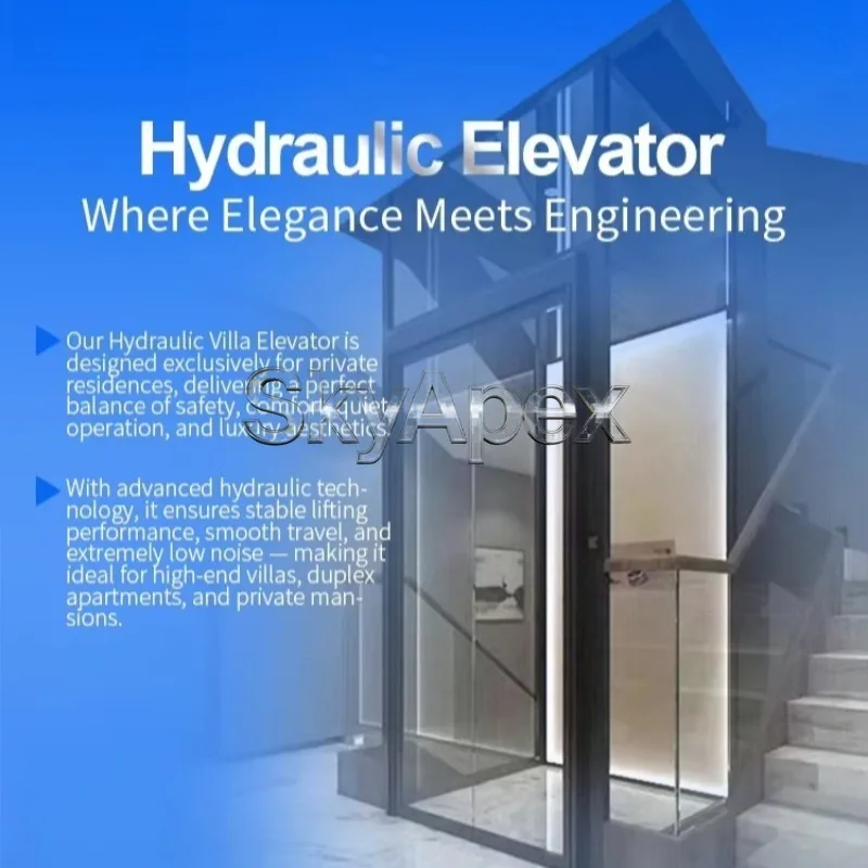 Silent Mini Hydraulic Residential Passenger Lift Low Noise Simple Home Elevator For Villa Indoor Outdoor Use Stable Safe