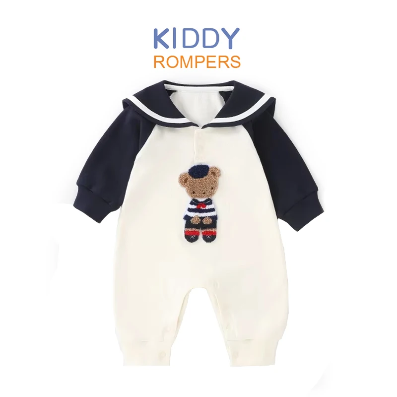 

Navy Romper Bear The Latest Spring and Autumn Long Sleeve Jumpsuit for Boys Girls Cotton Cute Clothes Kids Baby Newborn Onesie