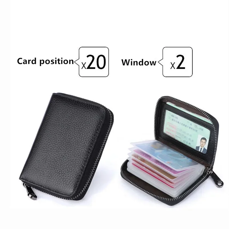 Portatarjetas de PU con 20 ranuras, funda antidesmagnetización para tarjetas de identificación, autobús, crédito, banco de negocios, BILLETERA, Organizador