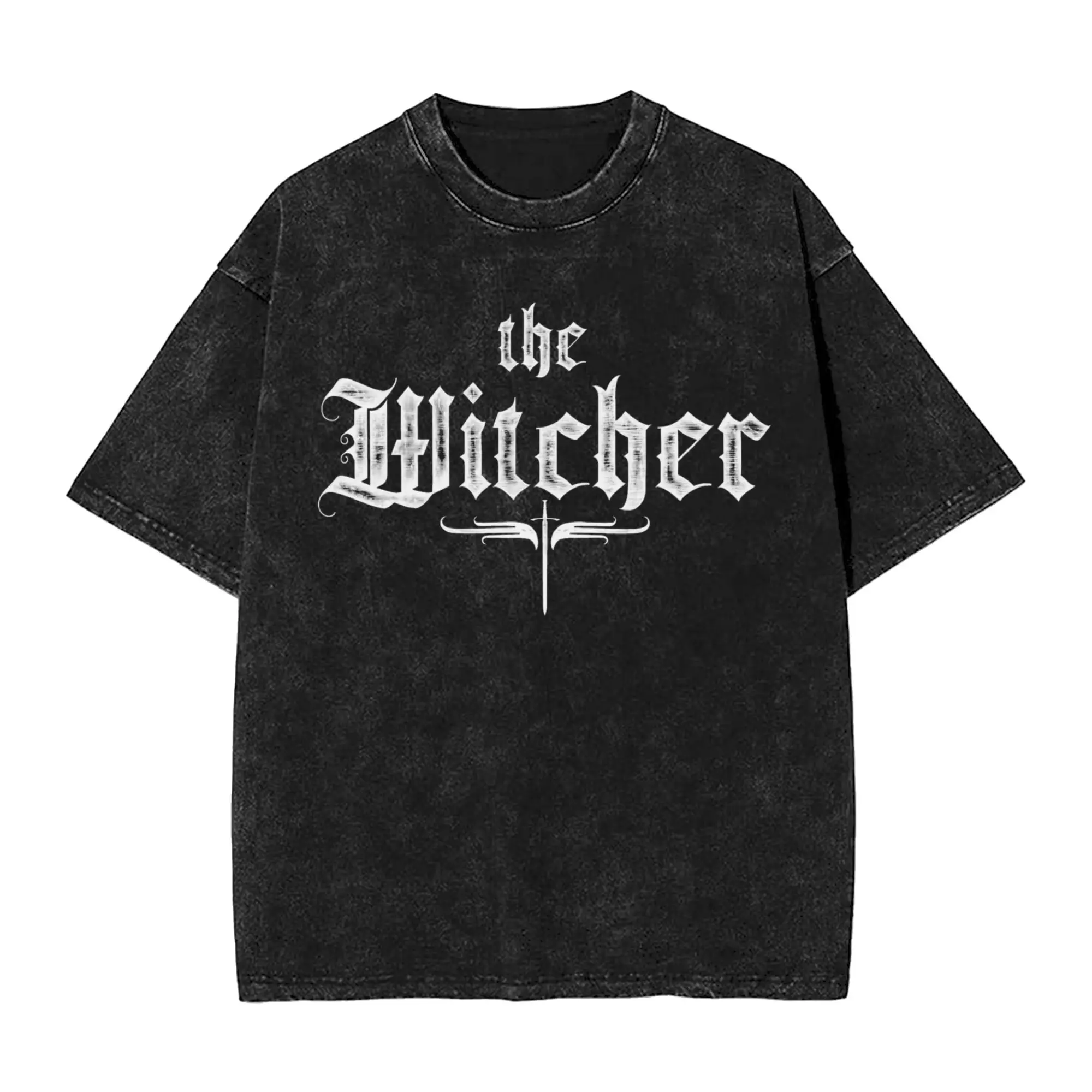 

Oversized Washed T-Shirt The Witchers Loose T Shirts Hippie Tshirt for Men Beach Y2K Retro Casual Top Tees