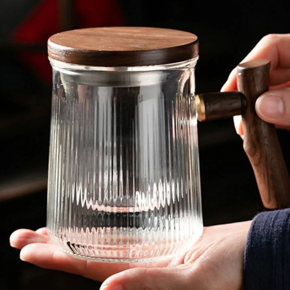 

Glass Tea Cup with Filter Lid Practical Home Office Cafe Tea Mug Clear Steeper Tumblers for Coffee Milk Hot Chocolate