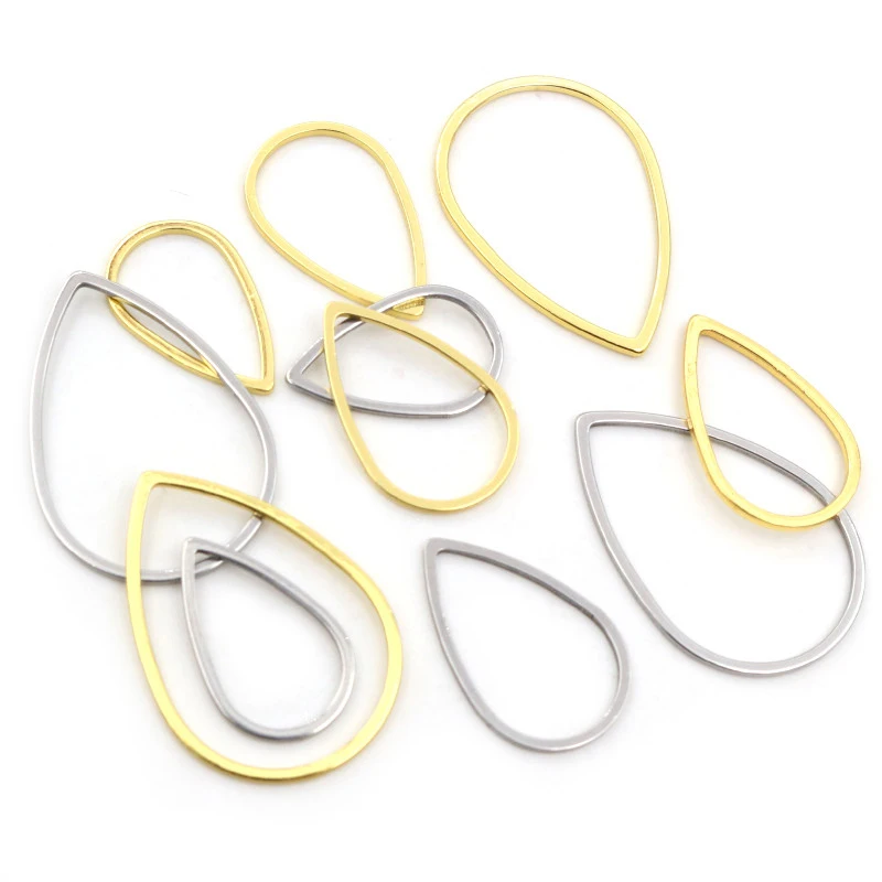 20 sztuk/partia 13 26 32mm ze stali nierdzewnej pozłacane kropla wody zamkniętej ramy wypadania pierścionki dla DIY kolczyk biżuteria zadatki ustalenia