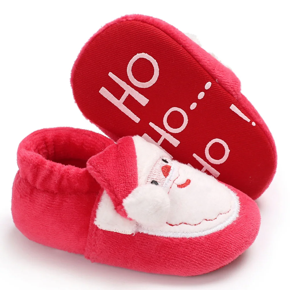 1 Pair of Baby Christmas Boots Slipper Shoes Infant Newborn Booties Toddler Winter Warm Prewalker for Boy Girl 11CM Long (Red)