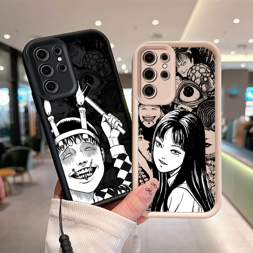 Junji Ito horror Hot Anime Phone Case for Samsung S24 S23 S22 S21 S20 FE Plus Ultra 5G Soft Silicone TPU Cover With Hand Strap