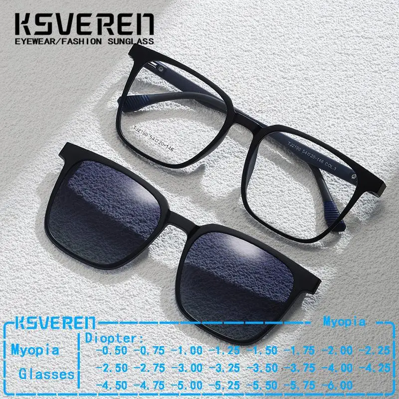 

Magnetic Clip-On Myopia Glasses for Men And Women Clear Prescription Polarized Lens Flip-Up Nearsight Shade Sunglasses