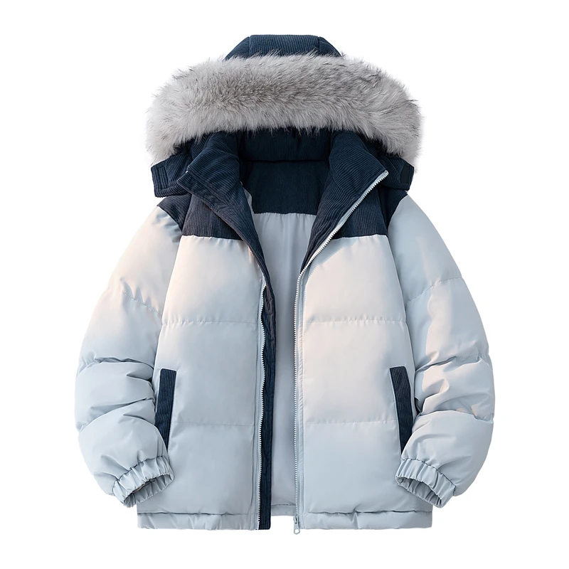 2026 New Hooded Cotton Jacket Thickened Warm Fur Collar Short Fashion Versatile Multi-color Bread Clothes Parkas Couple Parka