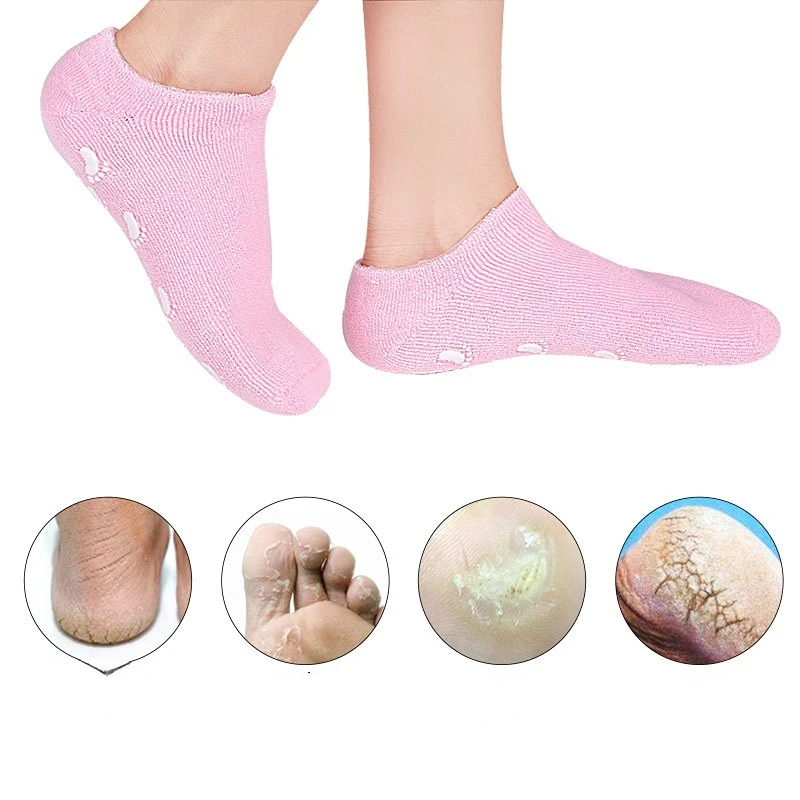 1Pair Reusable Spa Gel Socks & Gloves Moisturizing Whitening Exfoliating Velvet Smooth Beauty Hand Foot Care Silicone Socks