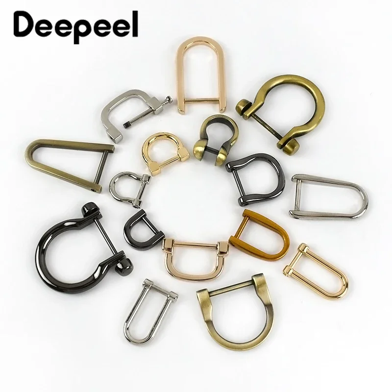 5Pcs Detachable Screw D Buckle U Ring Metal Bag Chain Adjuster Hanger Hooks Clasp Handle Connector DIY Bags Hardware Accessories