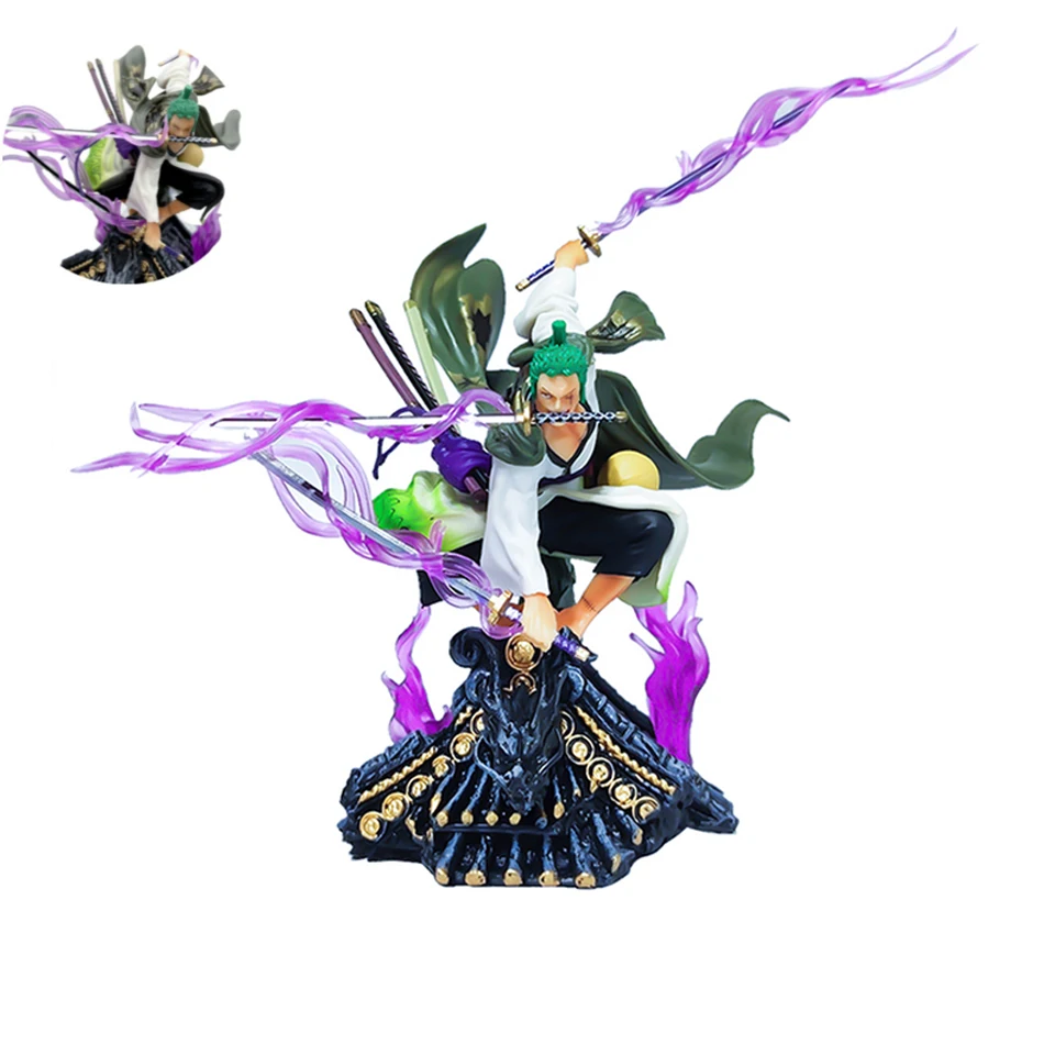 One Piece Figur 22 cm Roronoa Zoro Dach Sauron Drei-Messer Kampffähigkeit Anime Action Modell Dekorationen PVC Spielzeug Geburtstag geschenke