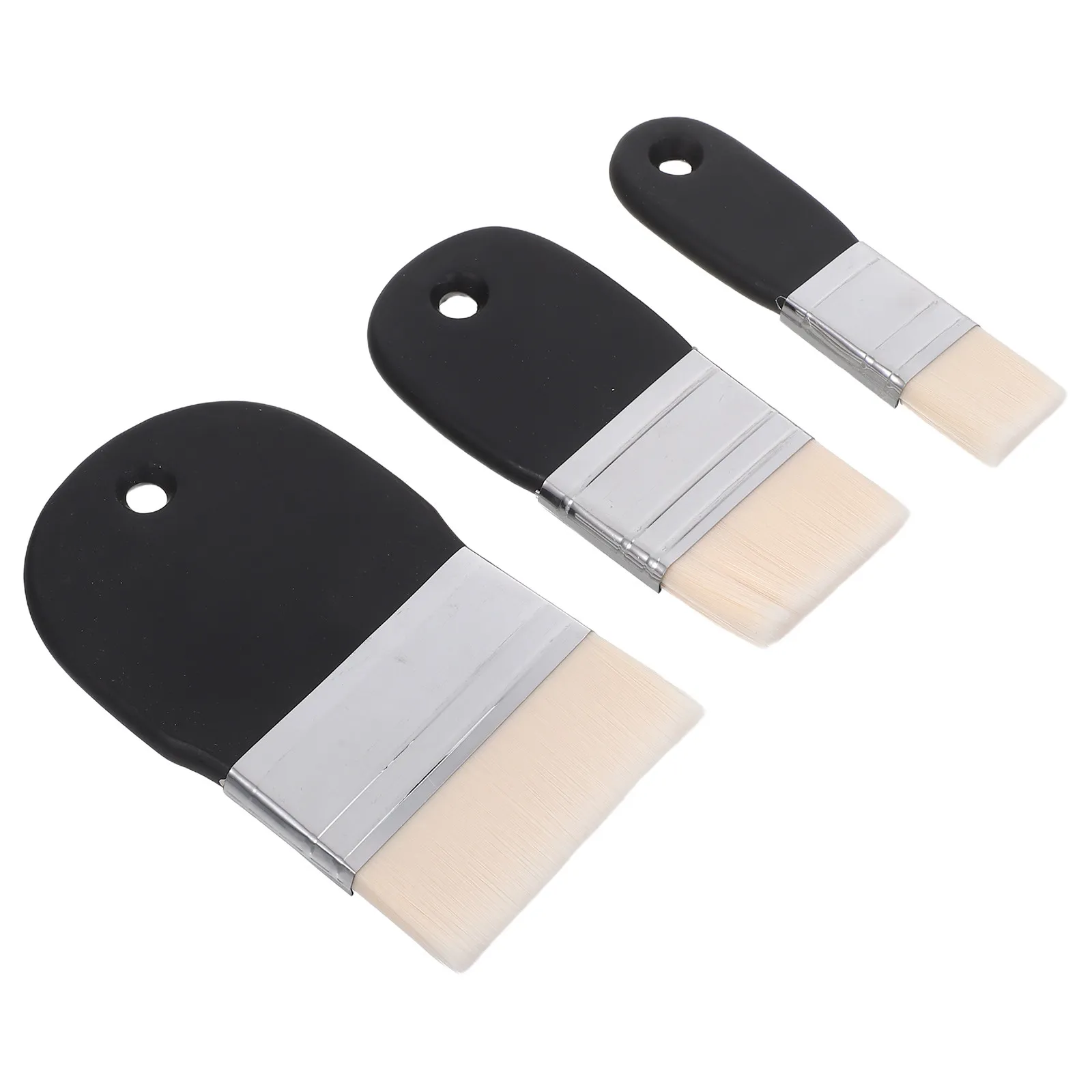 3Pcs Wide Flat Paint Brush Set Fine Nylon Hair Sturdy Wooden Handle for Watercolour Oil Gouache Abstract Painting Portable Art