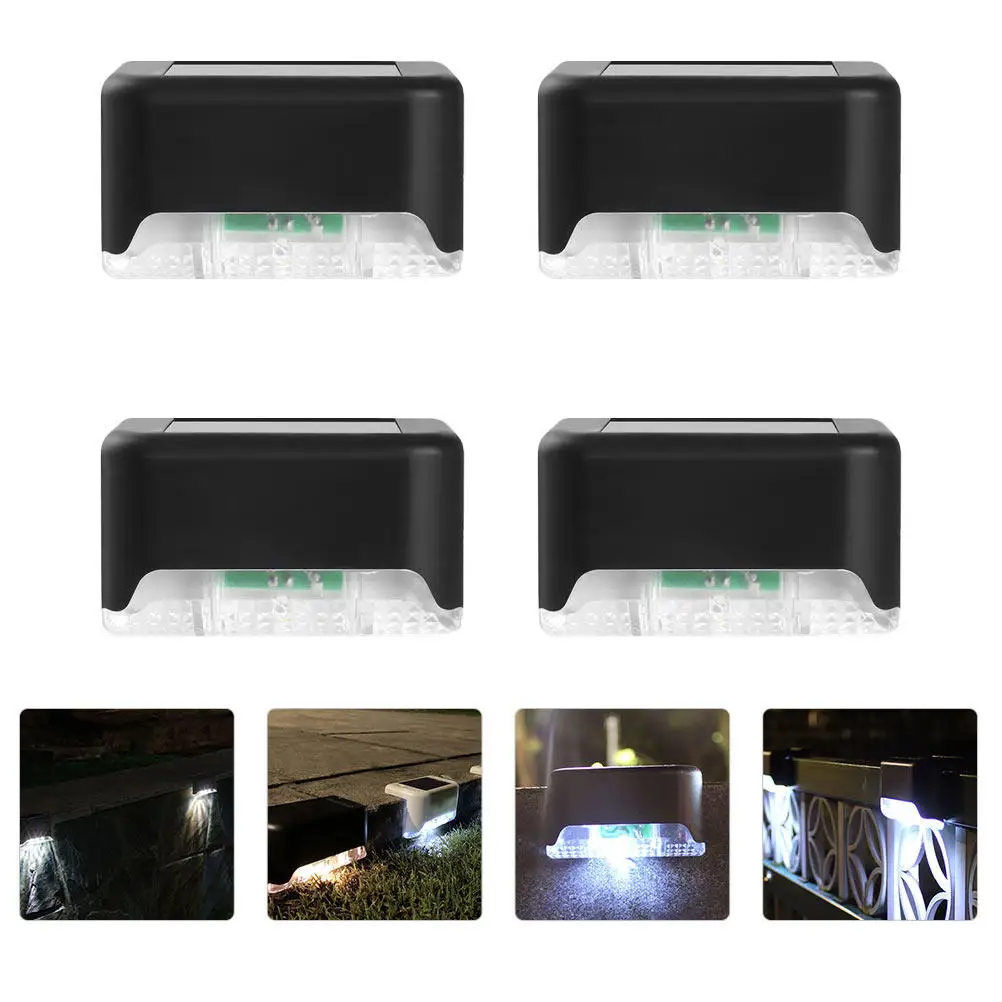 

4 шт. уличных светильников на солнечных батареях для сада, наружного освещения, черные, из ПВХ, водонепроницаемые
