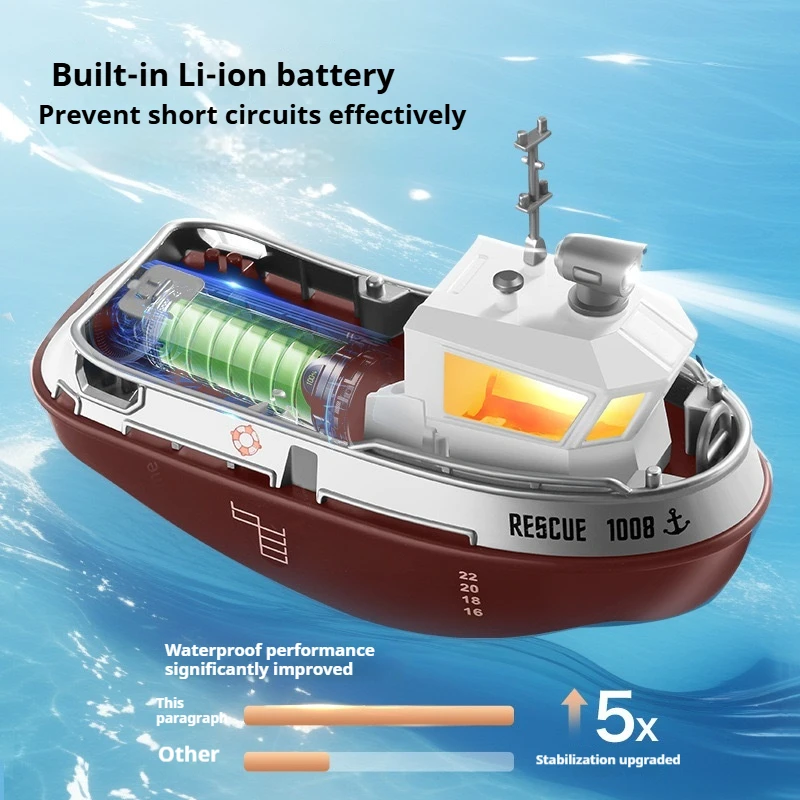 Remote Controlled Boat Mini Charging High-Speed Speedboat 1:32 RC Remote Controlled Boat Tugboat Toy Can Be Launched Model Boat