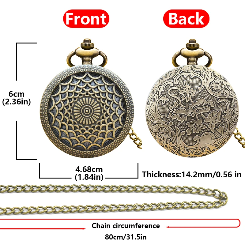 Vintage Bronze Flip Creative Necklace Quartz Pocket Watch Fashion Male And Female Students Universal