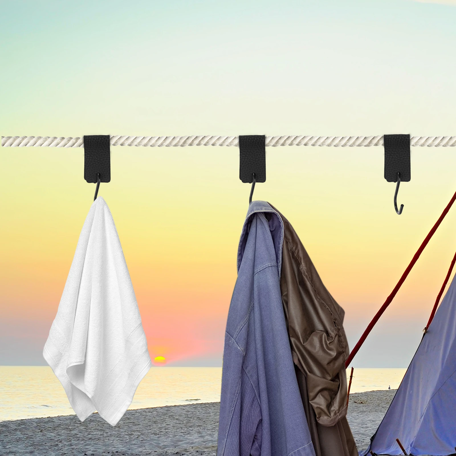 

5Pcs PU Metal S Shaped Hooks Multifunctional Hanging for Home Office Kitchen Bathroom Closet Organizing Gear Accessories Tools