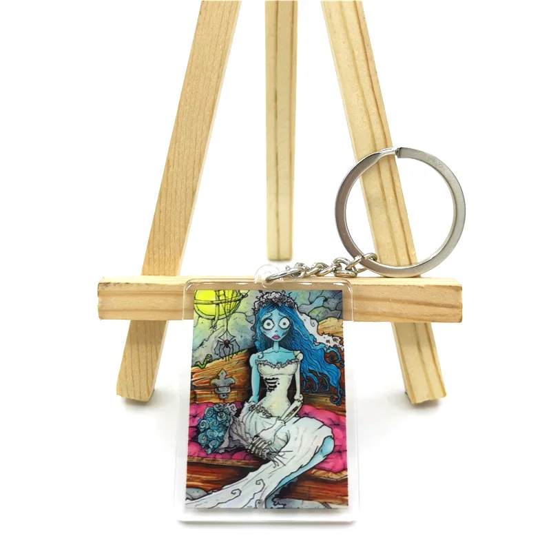 Corpse Bride Acrylic key pendant cute cartoon animal girl key chain bag decorative pendant small gift car key chain Girl