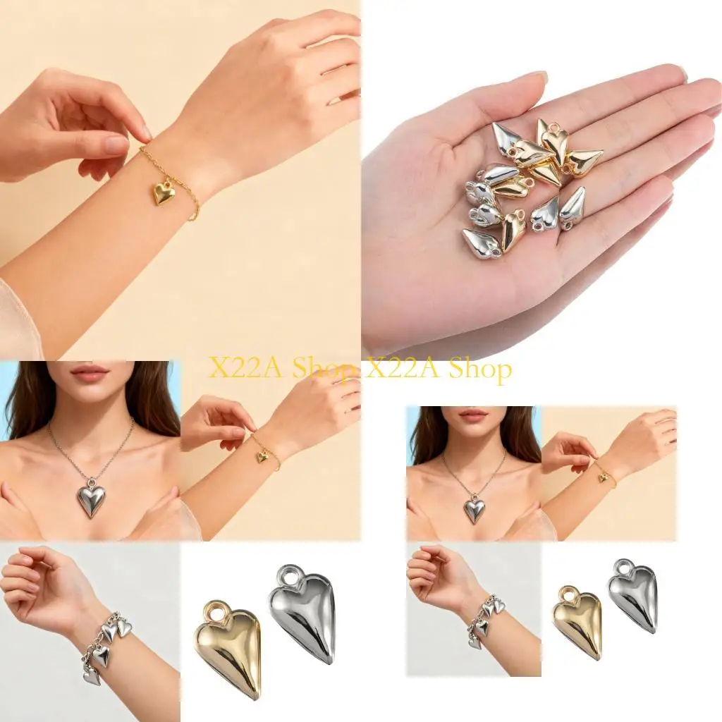 Unique 50pcs DIY 3D Heart Pendants with Lasting for Necklace Bracelet Craft