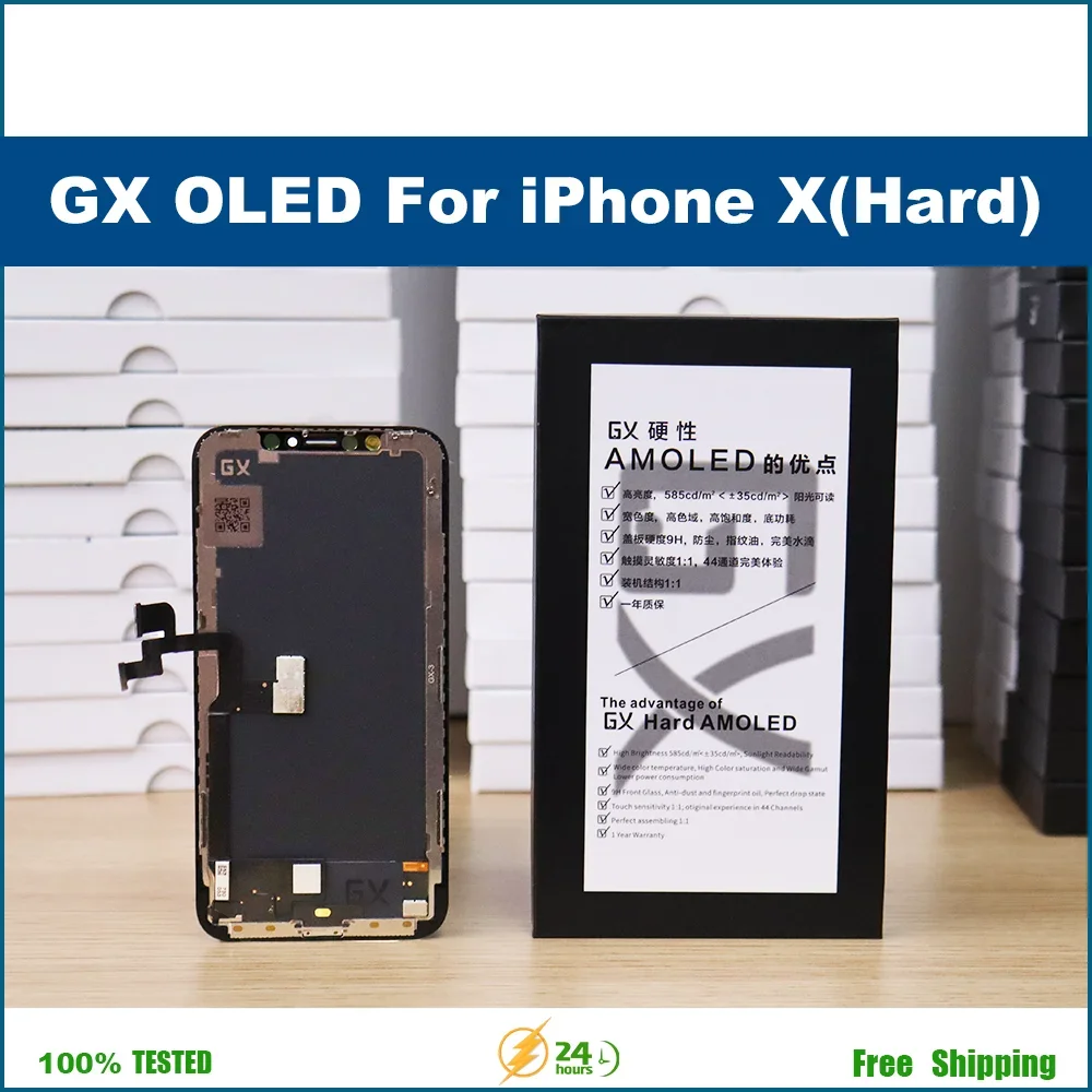 GX OLED For iPhone X XS XsMax 11 12ProMAX LCD Display Touch Screen Digitizer Assembly Tested Replacement True tone No Dead Pixel