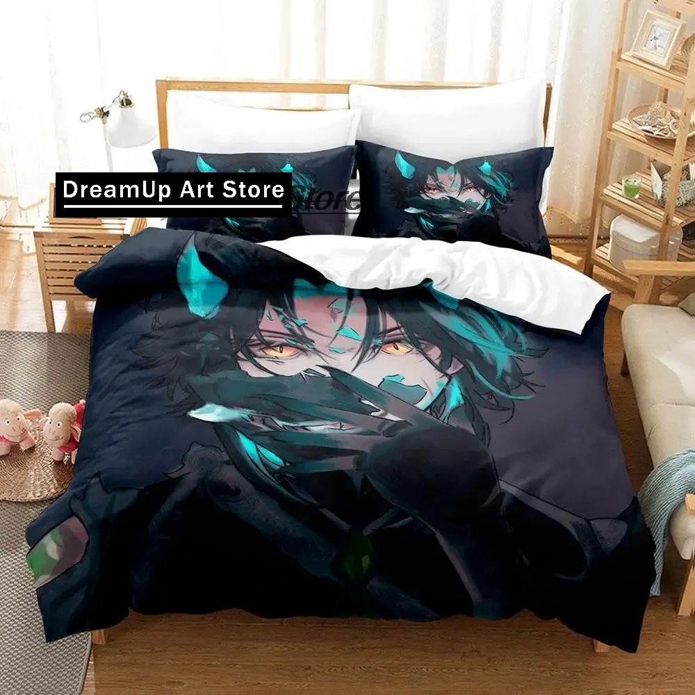 Game Genshin Impact Xiao Genshin Impact Bedding Set Boys Girls Twin Queen Full Size Duvet Cover Pillowcase Bed Adult Bedroom