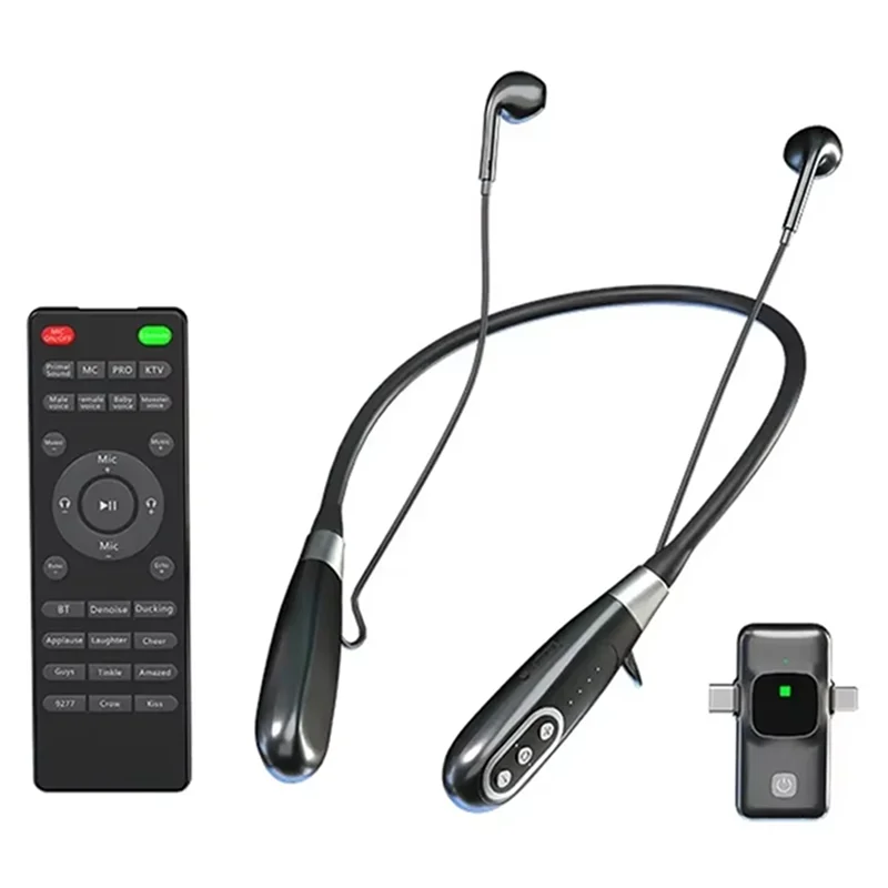 

-WSFS Multifunctional Noise Cancelling Wireless Sound Card Neck Headset Hanging Earphone Game Live Broadcast Headphone