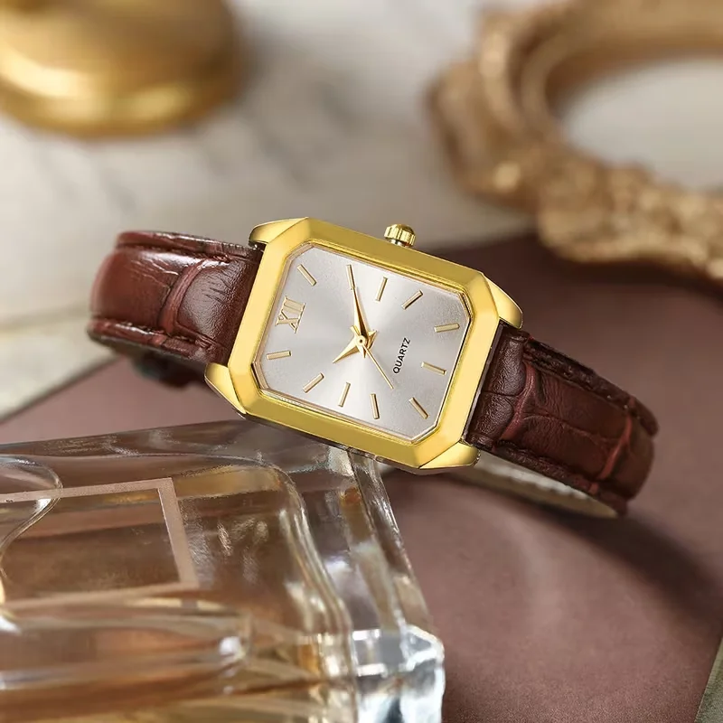 Ladies' Elegant Casual Watch, Unique Rectangular Dial Design Quartz Watch
