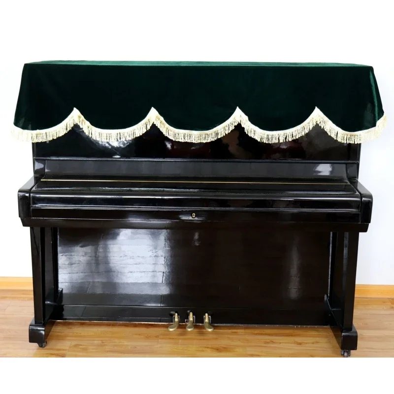 Simple Golden Velvet Piano Dust Cover Top Drape Piano Cover 118-131 Universal Dust Cover