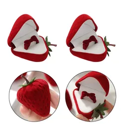 Strawberry Box Jewelry Boxes Ring Storage Box Love Valentine Day Gift Ring Display Holder Fashion Earring Flocking Jewelry Box