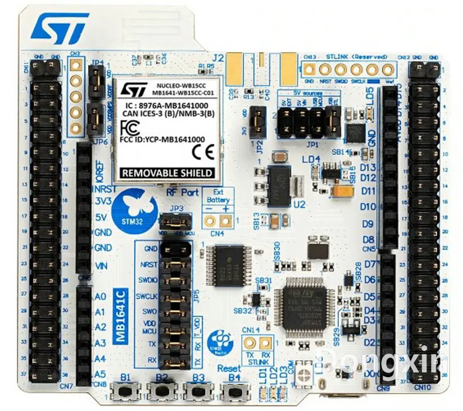 ST NUCLEO-WB15CC 	STM32 Nucleo-64 development board with STM32WB15CC, supports Arduino, ST Morpho connectivity Evaluation Tools