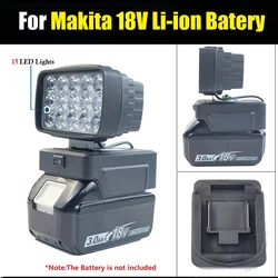 Portable 15 LED Work Lights With USB Charger Switch for Makita 18V Li-ion Battery Tools Cordless Emergency Flood Lamp Flashlight