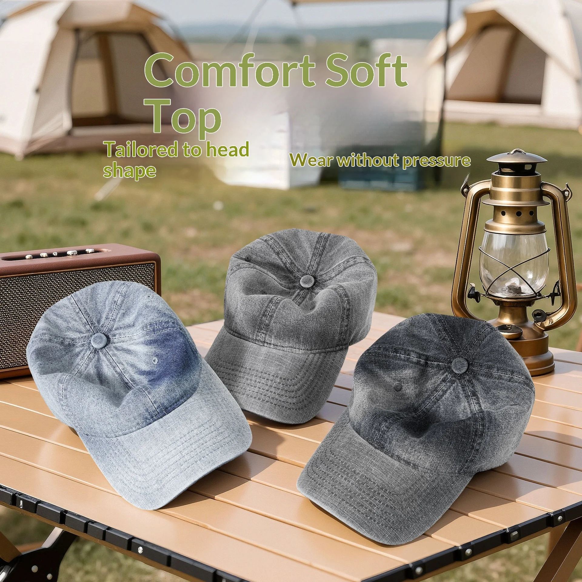 Denim Baseball Cap Breathable Sun Protection Wide Brim Washable Soft Top Trendy Cool Hat