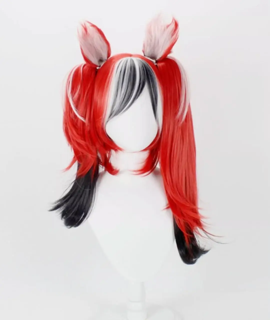 

Cosplay Hakos Baelz Cosplay Wig Ponytail with Ears Anime Wig Halloween Party Wig