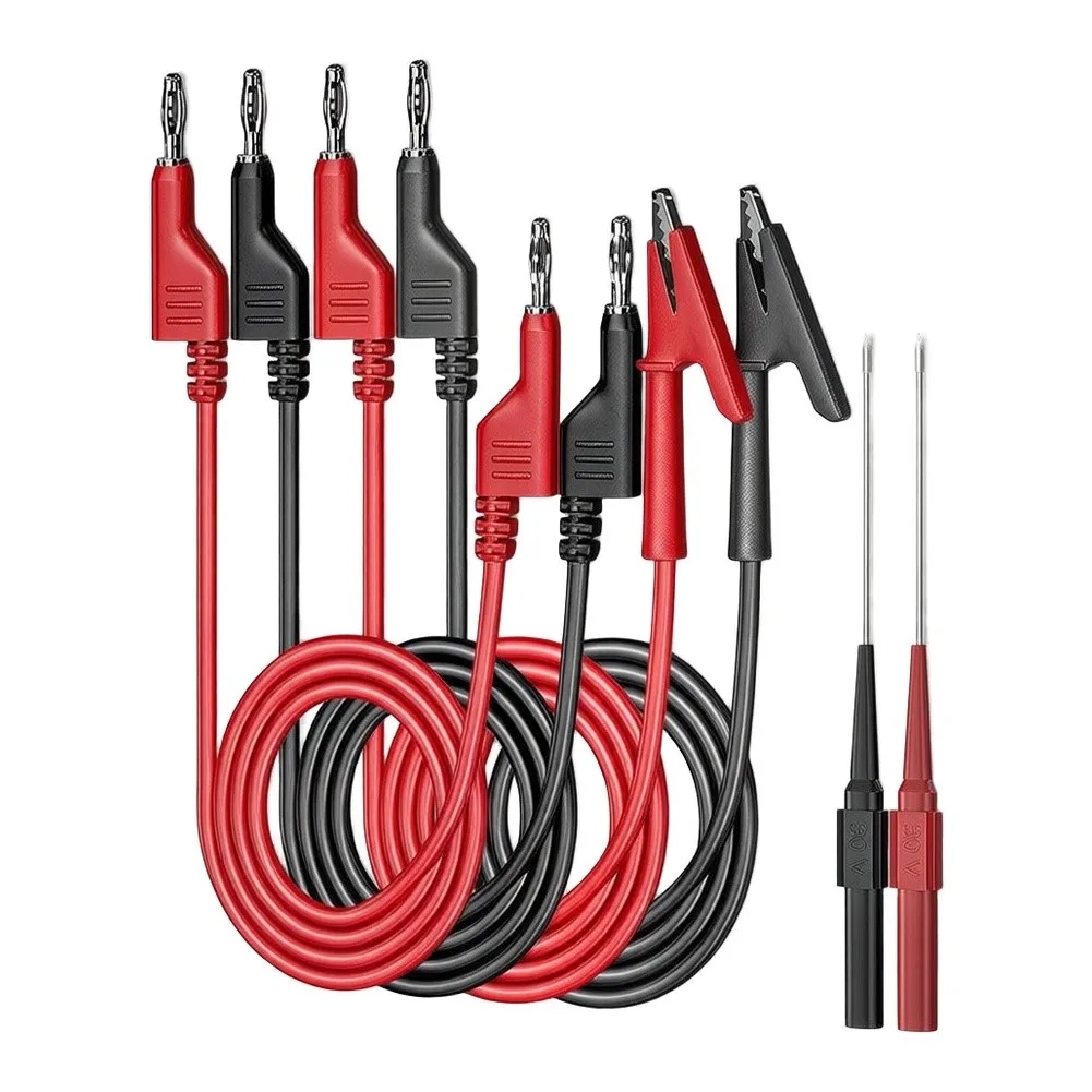 6 Piece Multimeter Test Leads Wires Probes With Clips For Electrical Circuit Testing Tools Black Red
