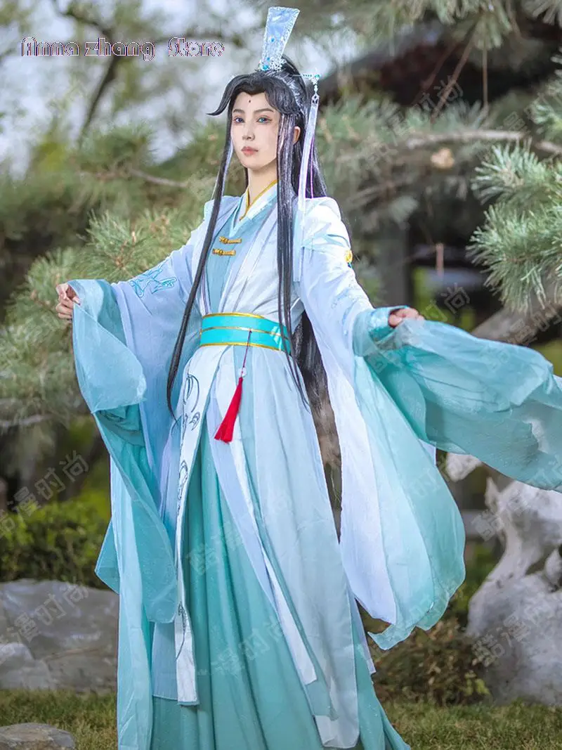 Tian Guan Ci Fu versión de Manga, disfraces de Cosplay de Anime Shi Qingxuan, conjunto completo de peluca, zapatos, tocado, accesorio de Halloween para hombre y mujer