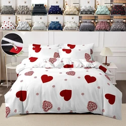 3pcs Printed Brushed Duvet Cover Pillowcase Three Piece Set High Quality Skin Friendly Fabric Bedding Cover (without Bed Sheet)