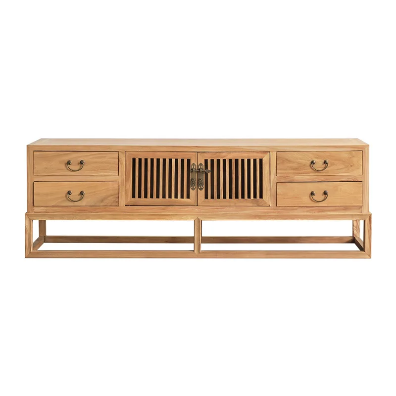 

Solid wood TV cabinet, homestay elm wall side cabinet, low cabinet storage floor cabinet