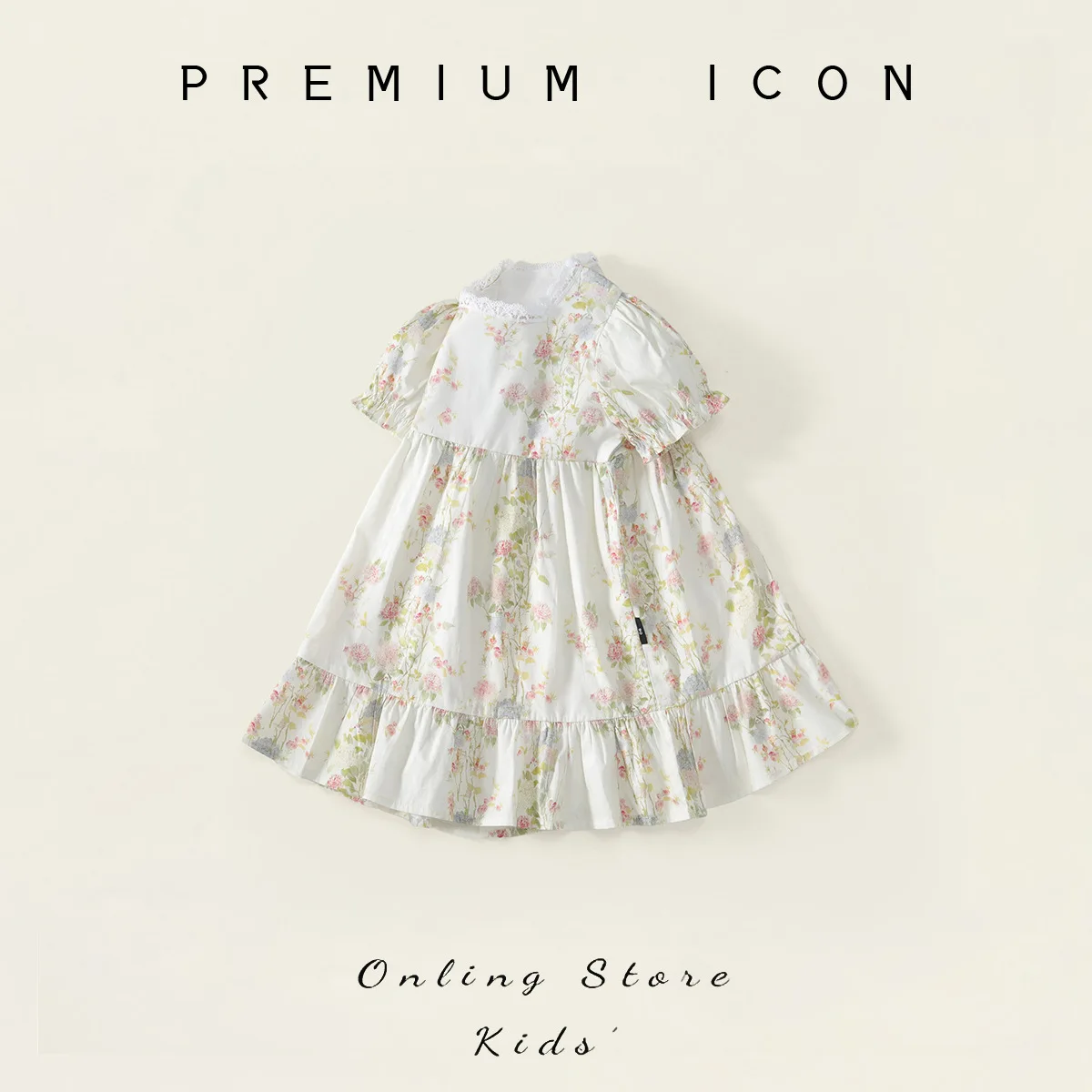New Summer Kids Girl Princess Dress Muslin Thin Floral Print Baby Girl Dress Bubble Short Sleeve Children Girl Dress Belle Dress