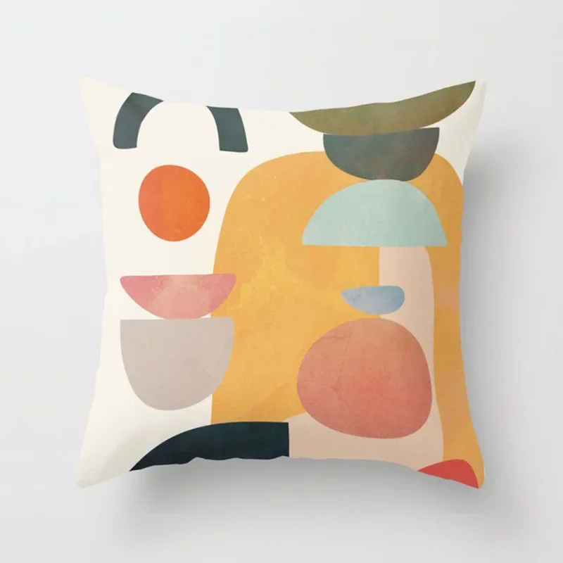 45*45cm Modern Simple Abstract Cushion Cover Plant Leaf Geometric Pillow Sofa Office Seat Home Decoration