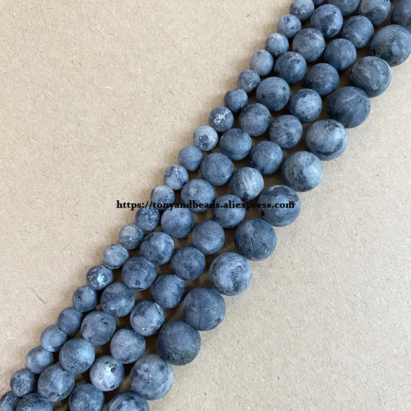 Natural Stone Matte China Black Labradorite Round Loose Beads 15\