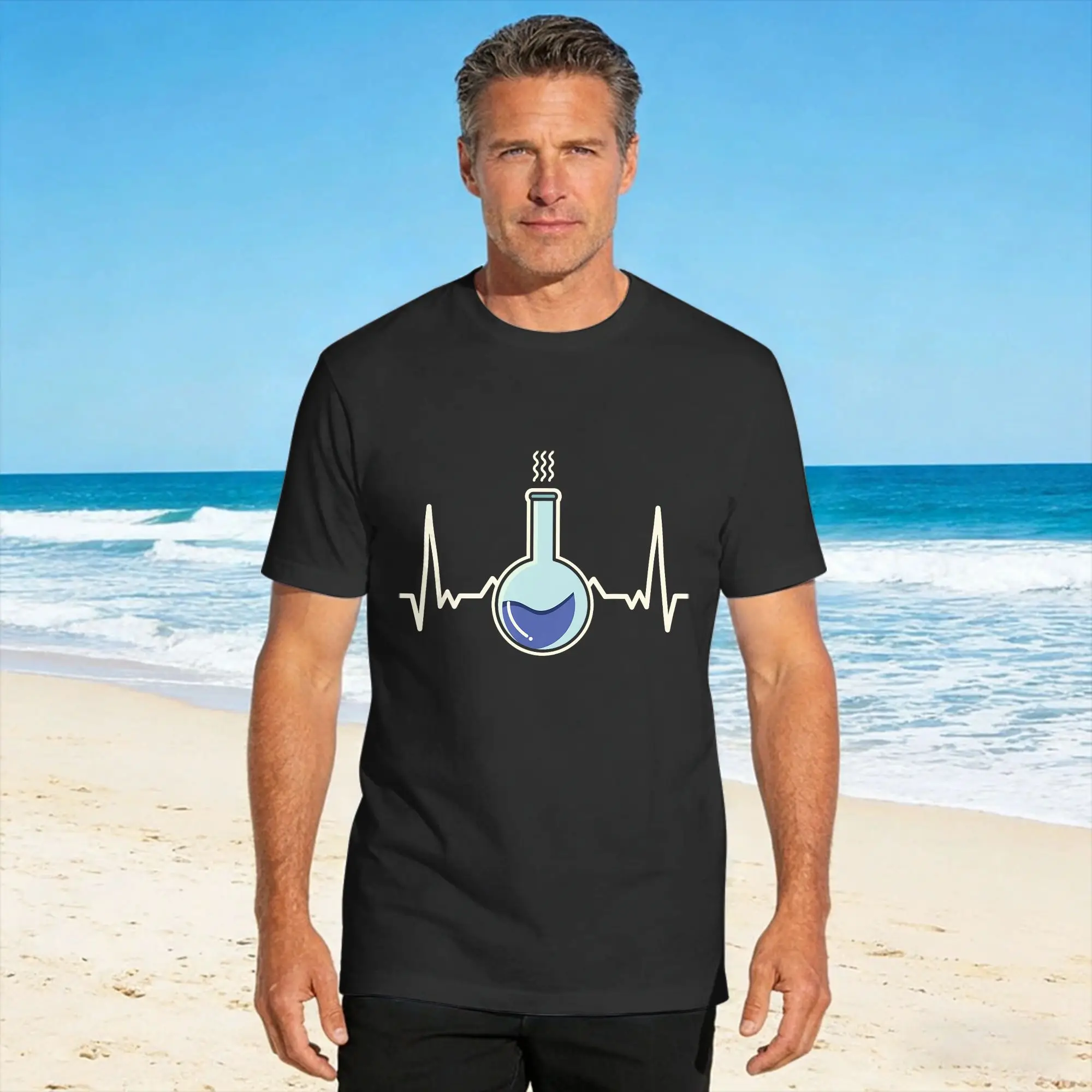 Harajuku T Shirt I Love Chemistry Laboratory Heartbeat Test Tube Chemist Cotton T-Shirts  Popular Tee Shirt  Short Sleeve Tees