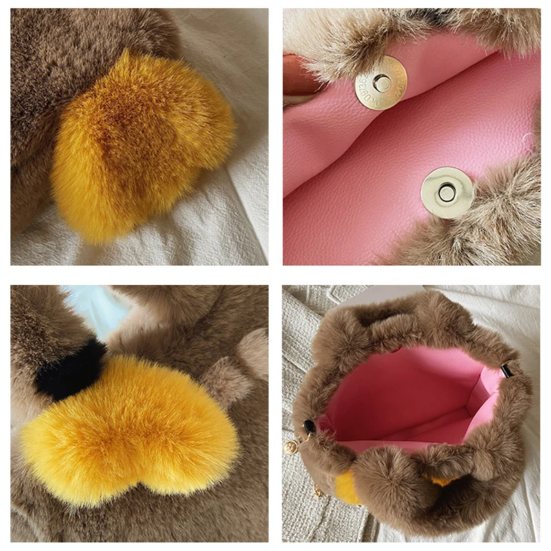 INS Plush Tote Bags Luxury Designer Handbag Furry Bag Chain Fur Shoulder Bags For Women Soft Fluffy Bag New Winter Messenger Bag
