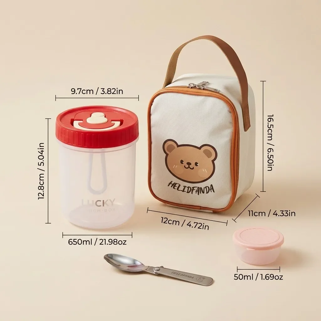 304 roestvrijstalen thermische lunchbox, saladebak, voedselcontainer, geschikt voor de magnetron, geïsoleerde bentobox met handvat, voor kinderen, school en werk.