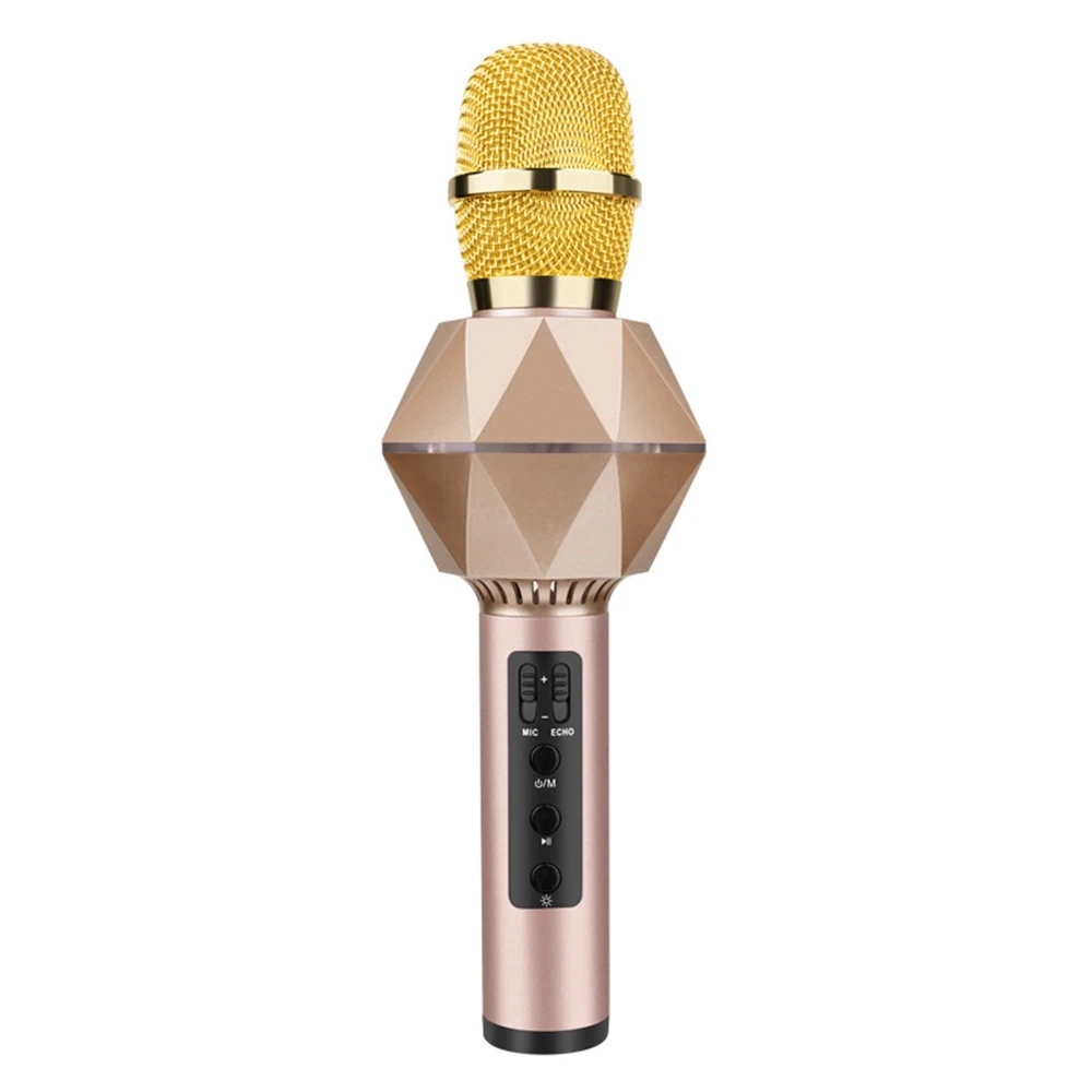 

Wireless Bluetooth Microphone Portable Condenser Microphone Karaoke Mic Dazzle Color Handheld Stereo Mic Gold