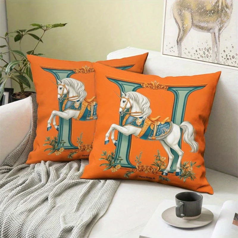 VIKAMA Festive Decorative Pillowcase Mysterious White Horse Design Fashion Living Room Bedroom Decor Accessory