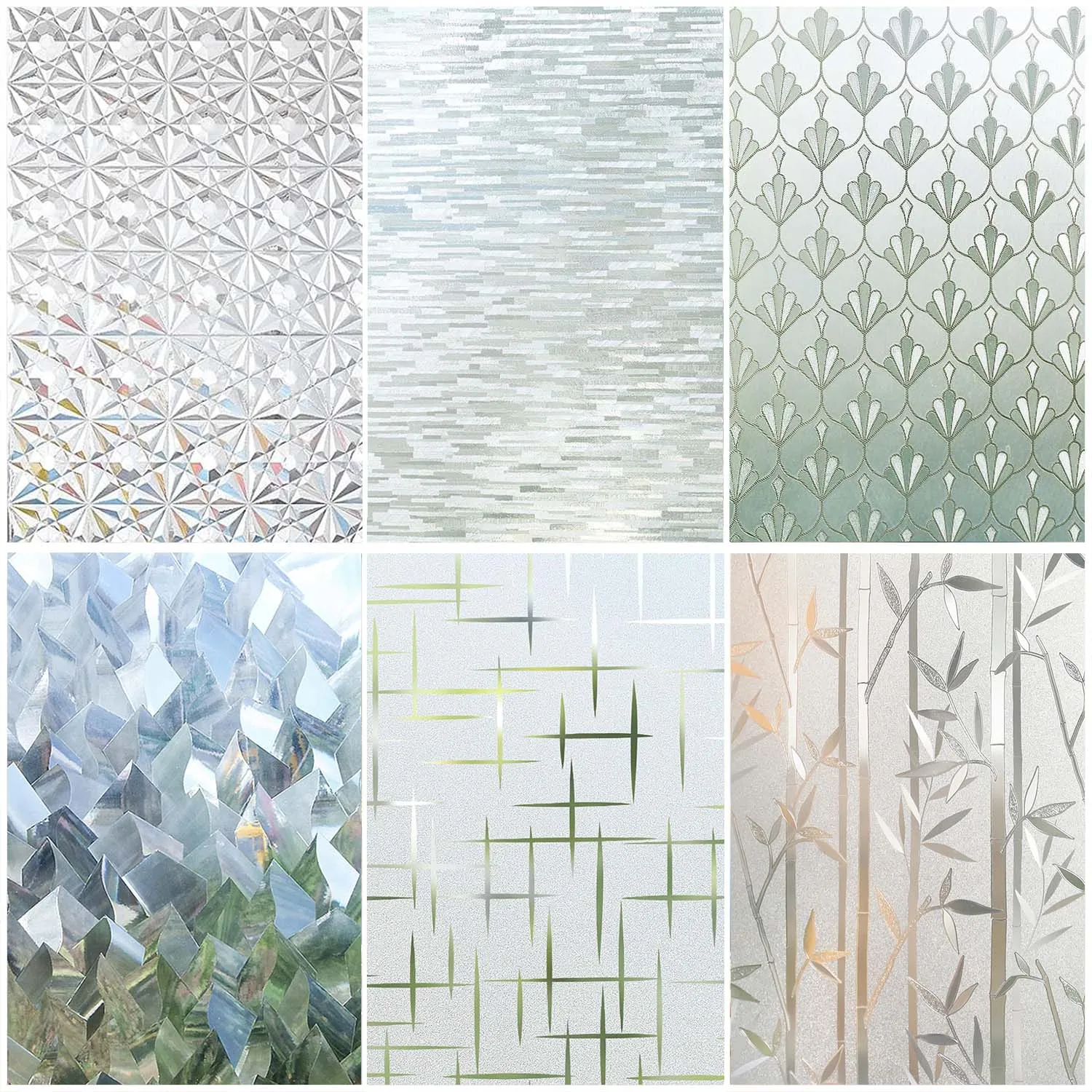 Window Privacy Film Frosted Glass Window Film Sun Blocking Window Film Non-Adhesive Heat Control  Stickers for Home Decorative