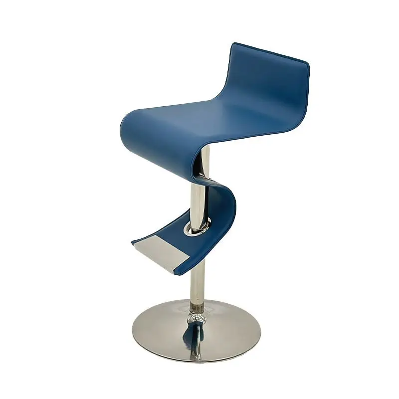 

Nordic modern light luxury simple bar chair saddle leather soft bag household high foot lift waist meal