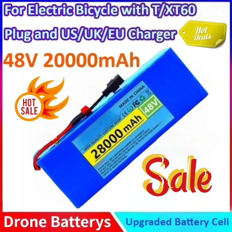 

New 1000W 20000mAh 13S3P 48V LiPo Battery Pack for 54.6v E-bike Electric Bicycle Scooter with US/UK/EU Charger and T/XT60 Plug