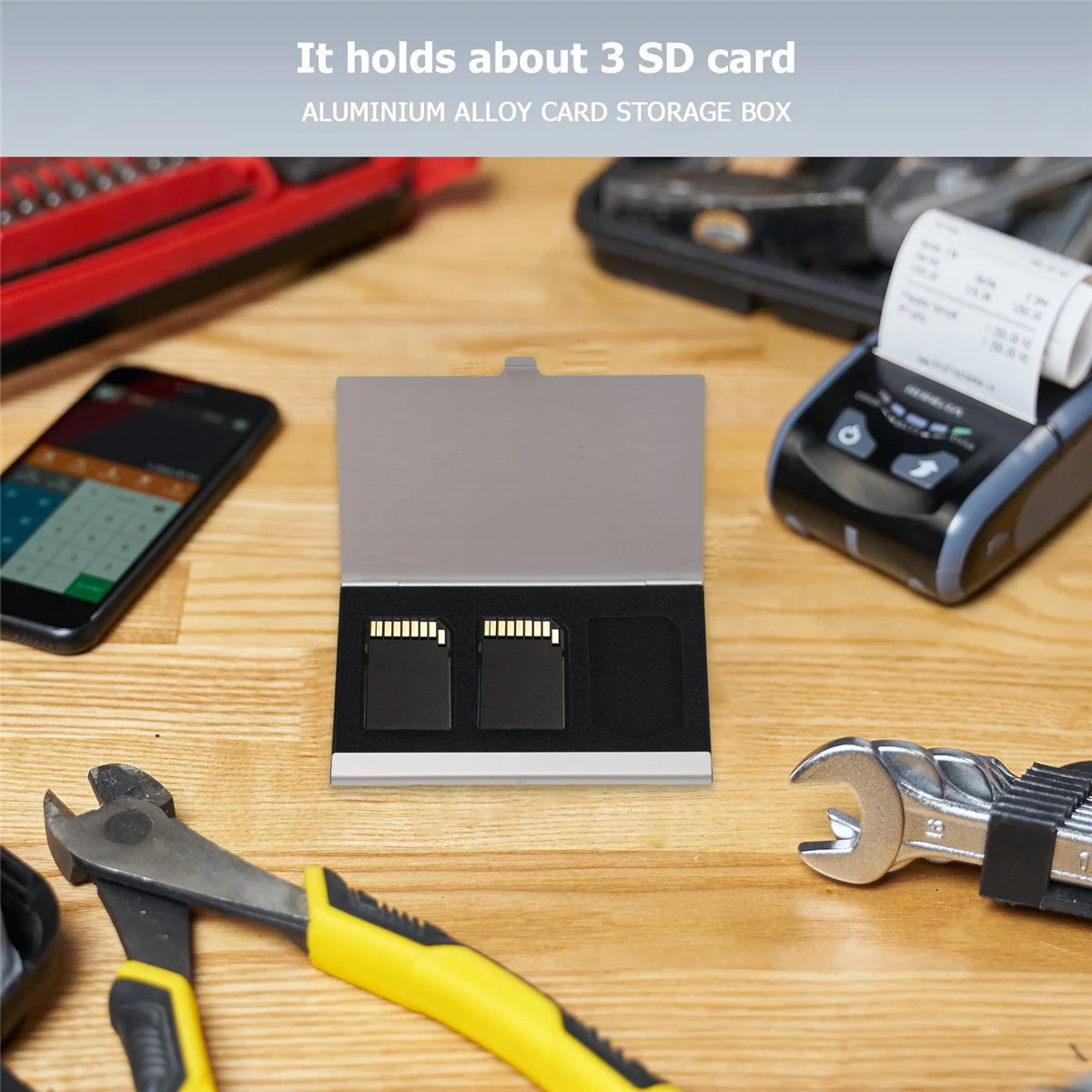 SMIEA Aluminum Alloy Memory Card Case Card Box Holders For 3PCS SD Cards