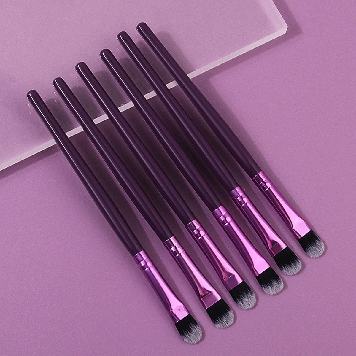 6PCS soft wooden handle makeup brushes, suitable for eyeshadow, eyebrow concealer and facial brushes, portable beauty tools