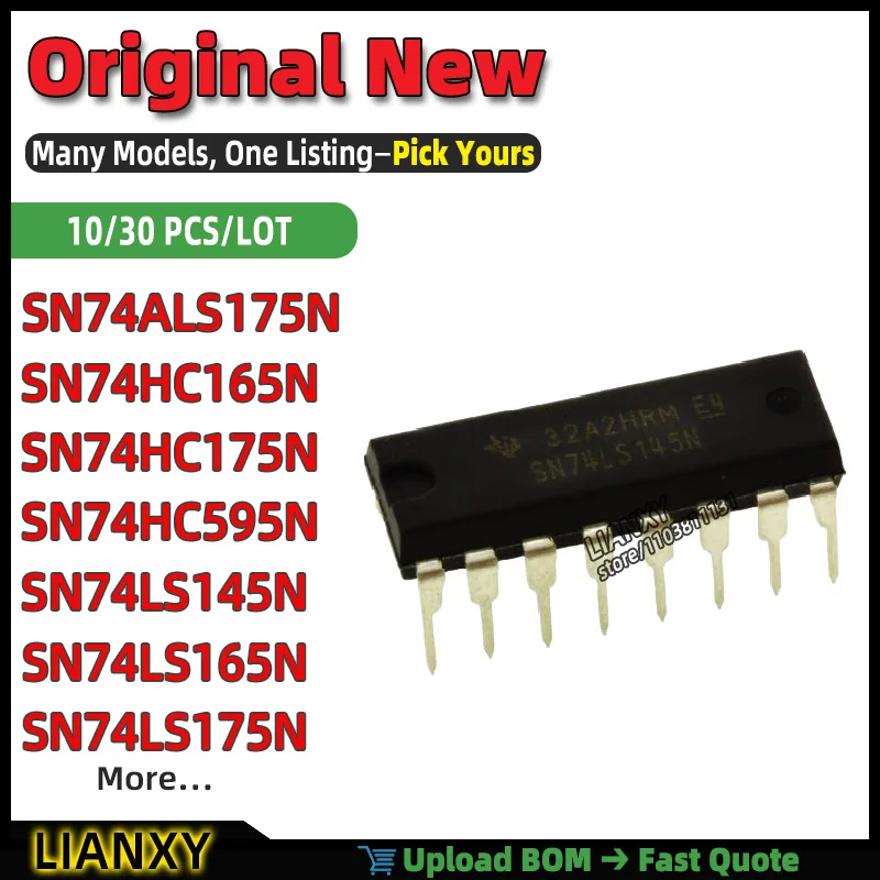 SN74HC165N SN74HC595N SN74LS175N SN74LS145N SN74HC175N SN74ALS175N SN74LS165N SN74175N DIP-16 Quad D Flip-Flop New Original